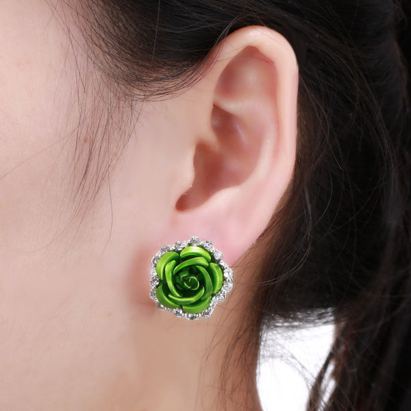 Rose Flower Stud Earrings for Women