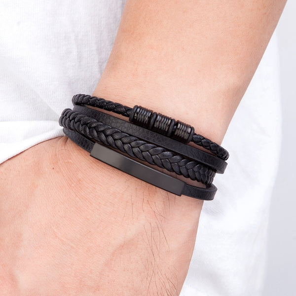 Fashion New Style Hand-woven Multi-layer Men's Leather Bracelet