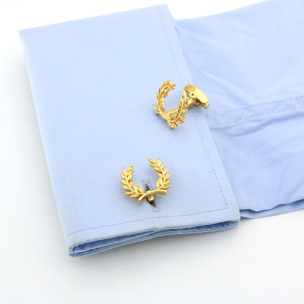 Golden Color Wheat Spike Design Quality Brass Cuff Links