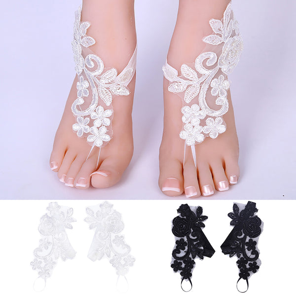 Fashion Ankle Bracelet 1 Pair Barefoot Sandals Lace Flower Leaf Anklet