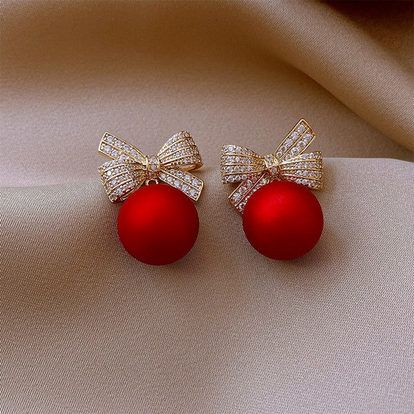 Fashion Crystal Bow Knot Stud Earrings For Women