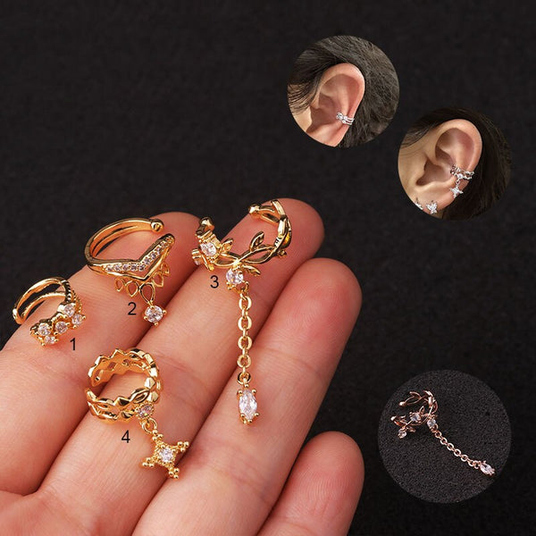 1Pc CZ Helix Cartilage Conch Fake Piercing Clip Earrings for Women