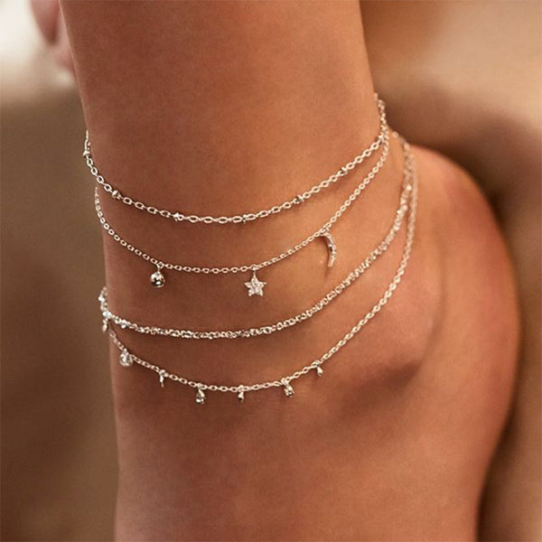 Vintage Multilayer Crystal Anklet