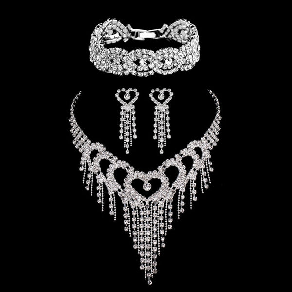 Luxury Rhinestone Crystal Bridal Jewelry Sets for Women