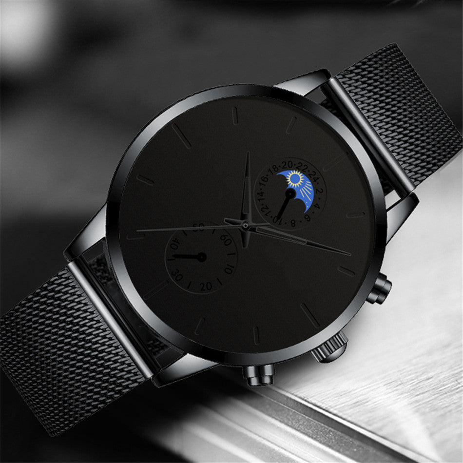 Luxury Classic Black Stainless Steel Mesh Belt Quartz Wrist Watch ...
