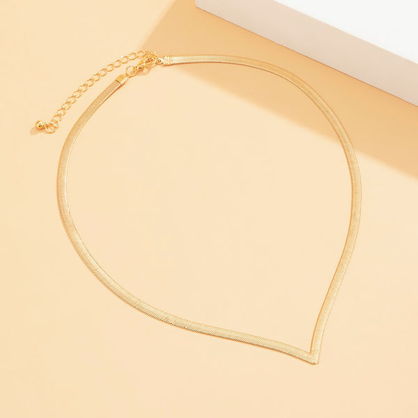 Simple Minimalist Copper Flat Snake Chain Choker Necklace