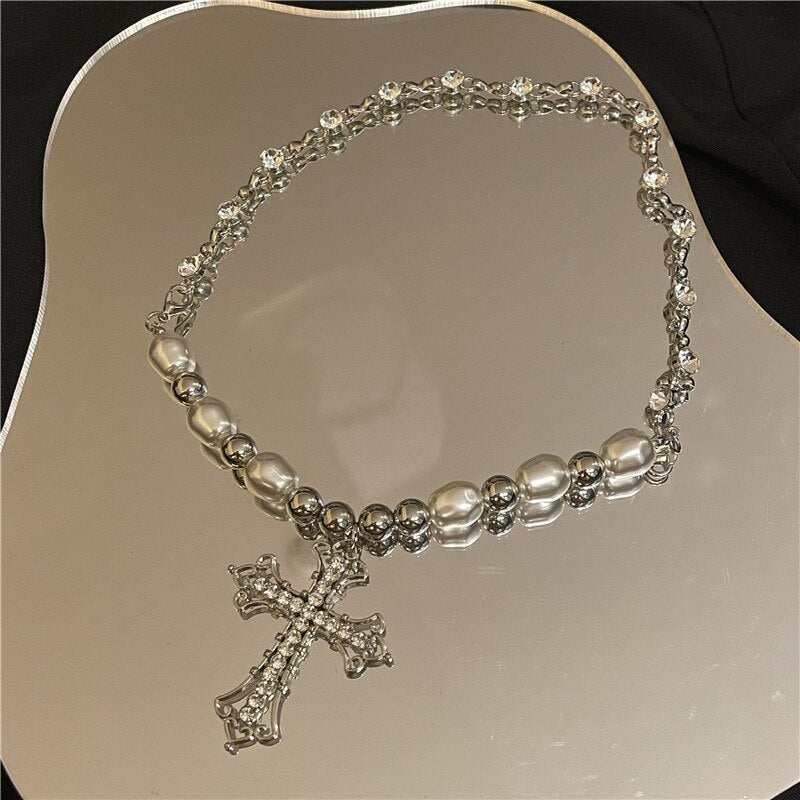 Vintage Minimalist Bling Cross Pendant Necklaces