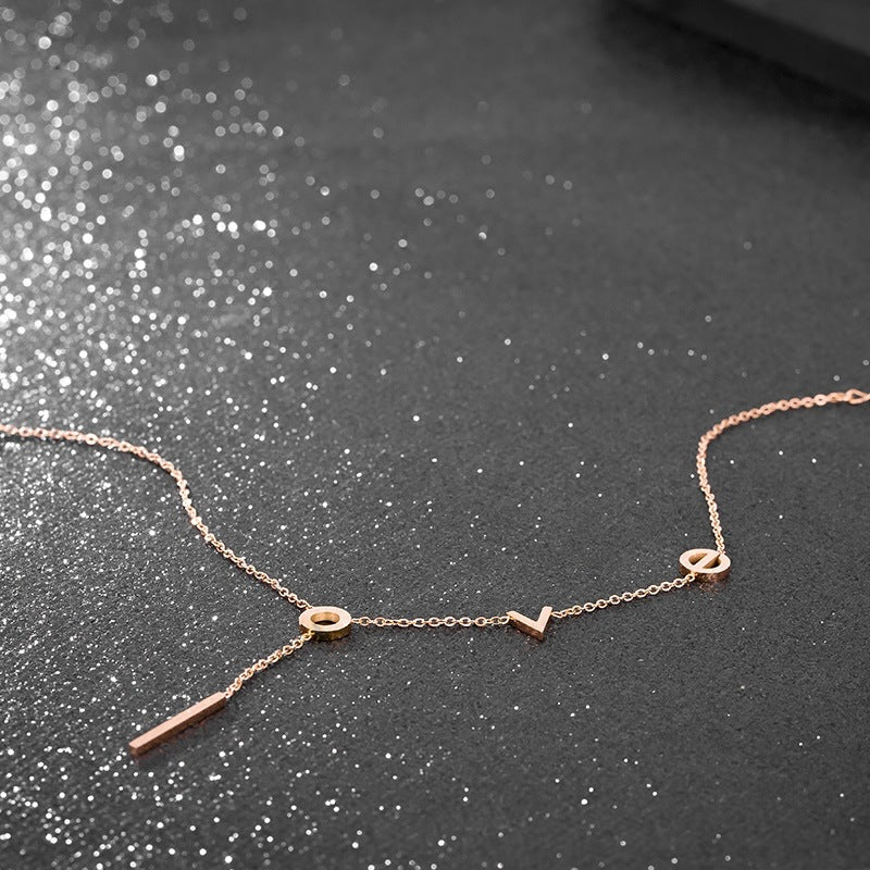 18KGP Rose Gold Color LOVE Letter Anklet Woman