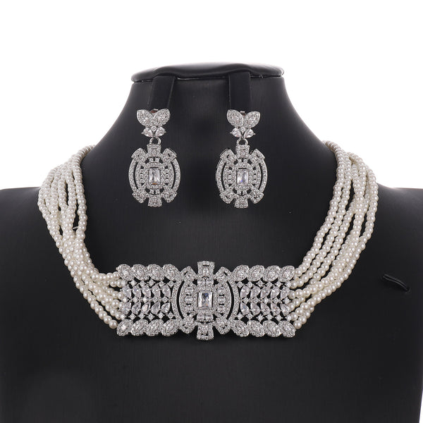 Luxury Dubai Nigeria CZ Crystal Wedding Jewelry Sets