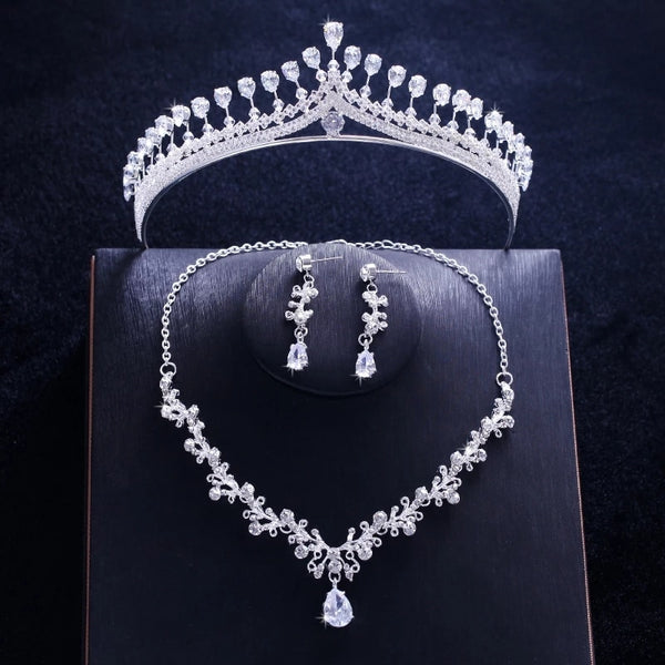 Baroque Luxury Crystal Cubic Zirconia Bridal Jewelry Sets