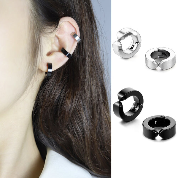 1 Pair Men Women Stainless Steel Non-Piercing Clip Earring