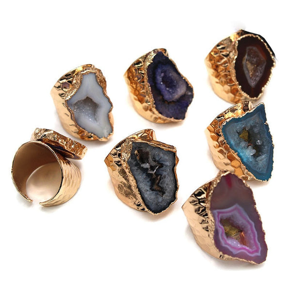 Women Color Rough Stone Druzy Ring