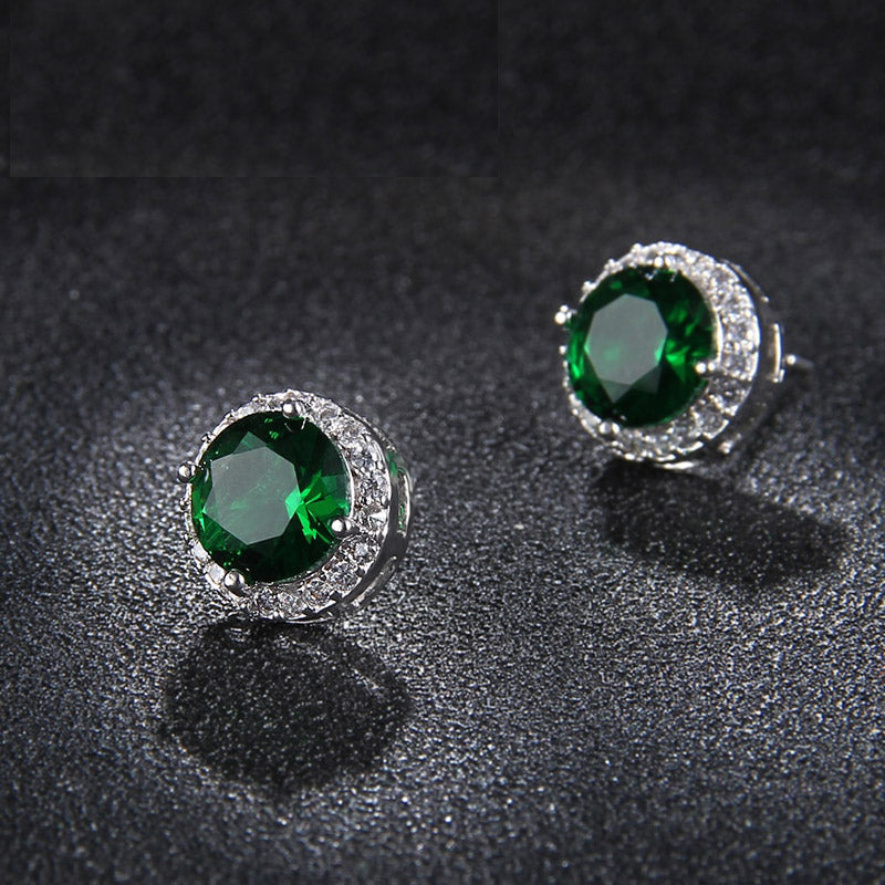 Classic Green AAA Cubic Zirconia Stud Earrings