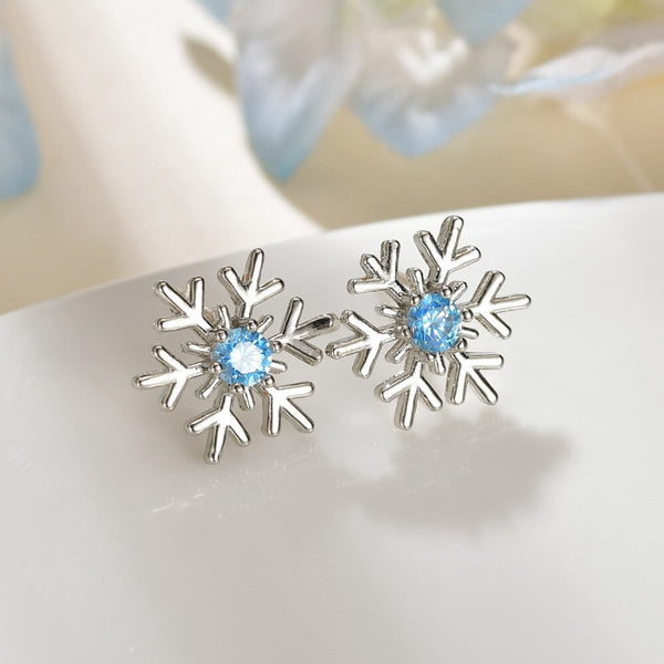 Crystal Zircon Snowflake Stud Earrings For Women