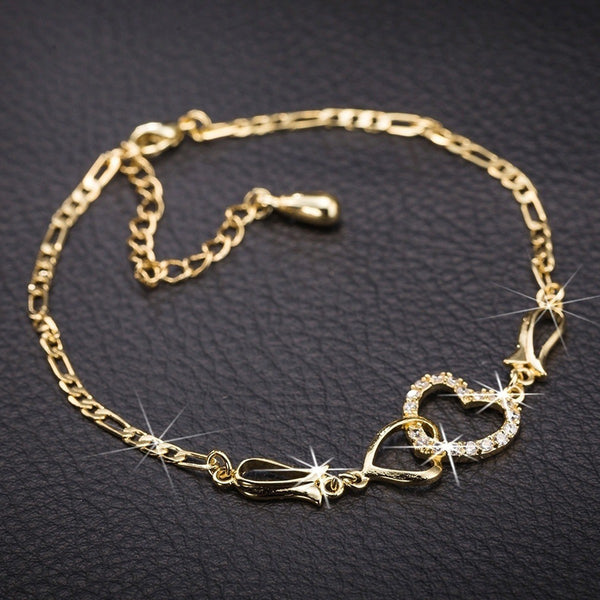 Fashion Double Heart Ankle Women Love Wedding Bracelet