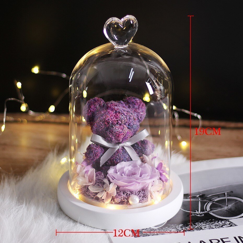 Beauty And The Beast Rose Bear Dried Flower Christmas Valentine Day Gift