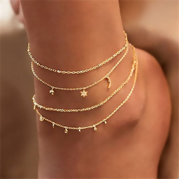 Gold Ankle Chains Female Simple Crystal Anklets