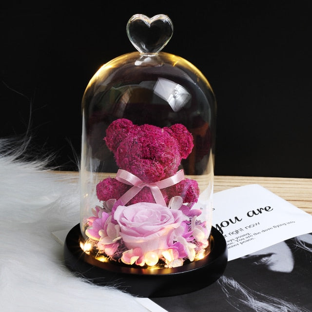 Christmas Gift Beauty And The Beast Rose In Glass Dome Dried Flower Decoration