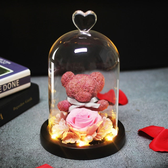 Christmas Gift Beauty And The Beast Rose In Glass Dome Dried Flower Decoration