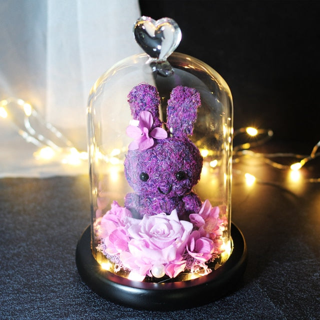 Christmas Gift Beauty And The Beast Rose In Glass Dome Dried Flower Decoration