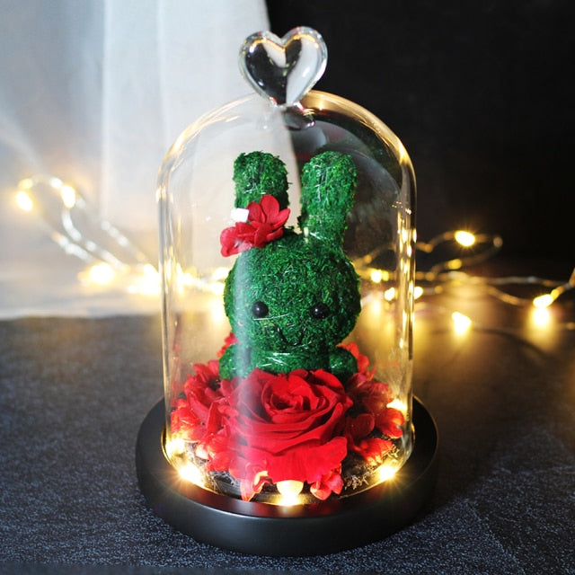 Christmas Gift Beauty And The Beast Rose In Glass Dome Dried Flower Decoration