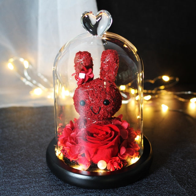 Christmas Gift Beauty And The Beast Rose In Glass Dome Dried Flower Decoration