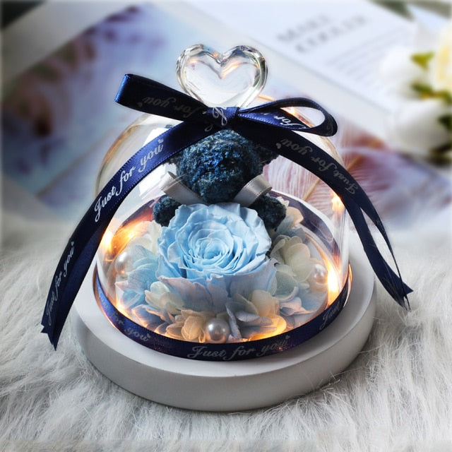 Christmas Gift Beauty And The Beast Rose In Glass Dome Dried Flower Decoration