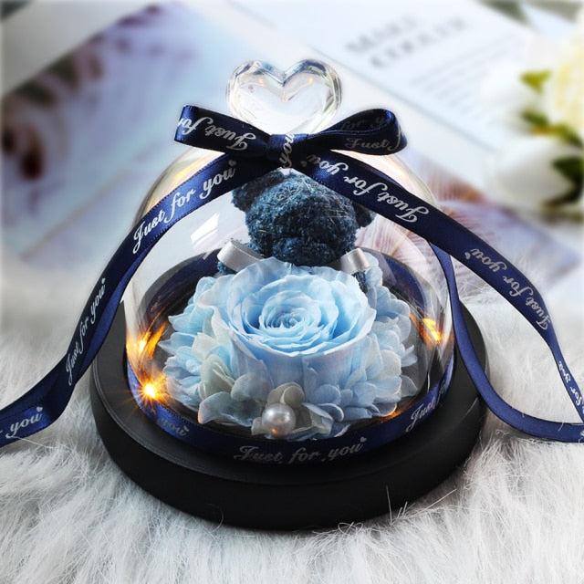 Christmas Gift Beauty And The Beast Rose In Glass Dome Dried Flower Decoration