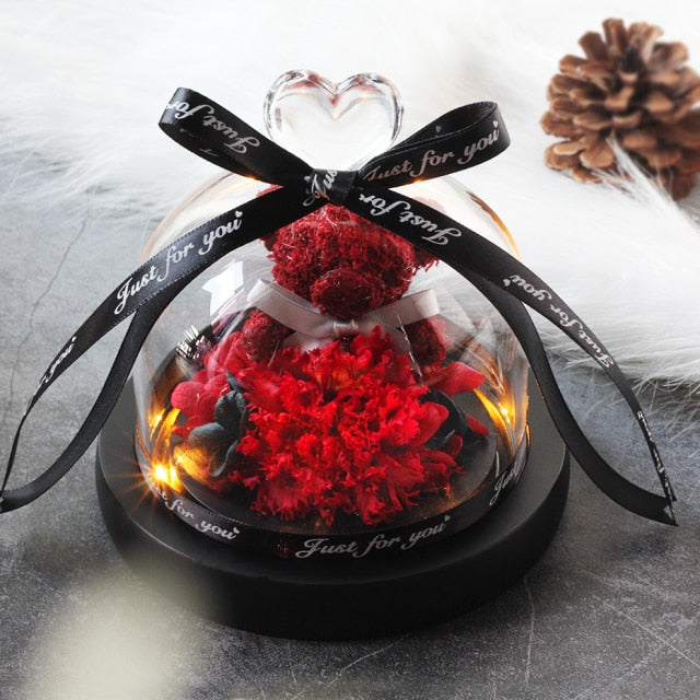 Christmas Gift Beauty And The Beast Rose In Glass Dome Dried Flower Decoration