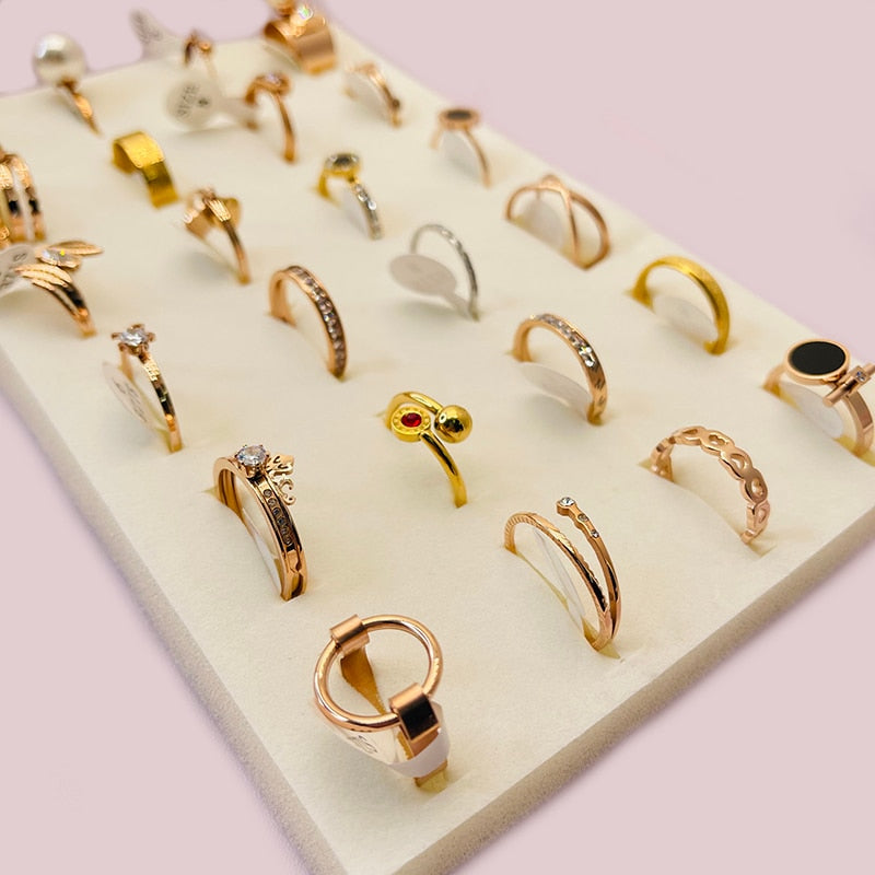 24 Pcs/Lot  Stainless Steel 316L Fashion Fancy Rings