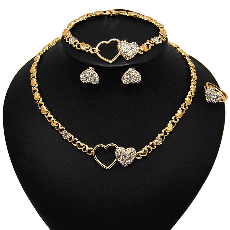 African   women Heart earrings xoxo  necklace set