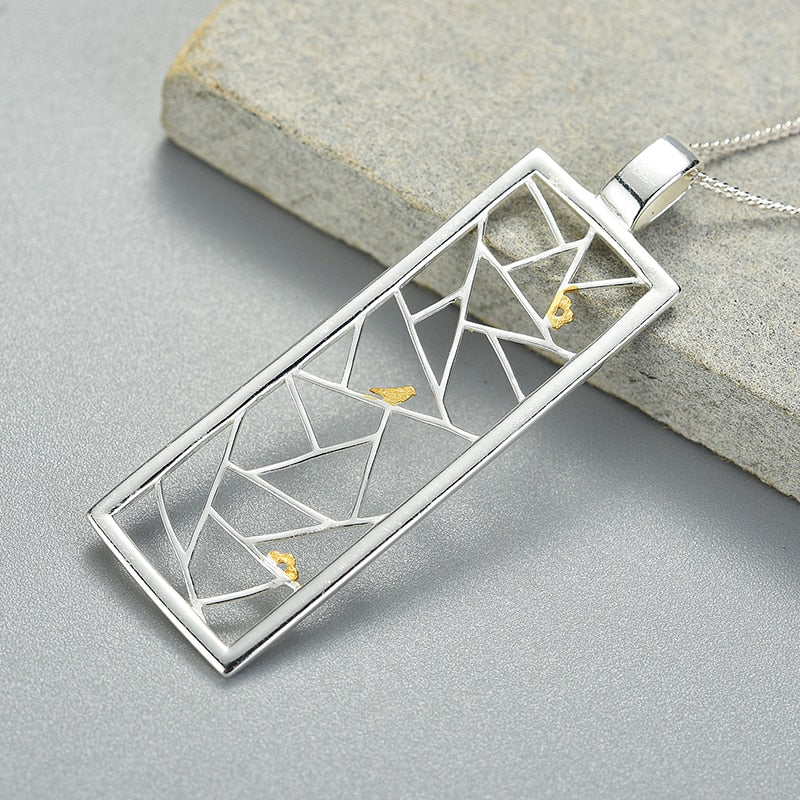 925 Sterling Silver  Oriental Element Window Decoration Paper-cut Design Pendant without Necklace