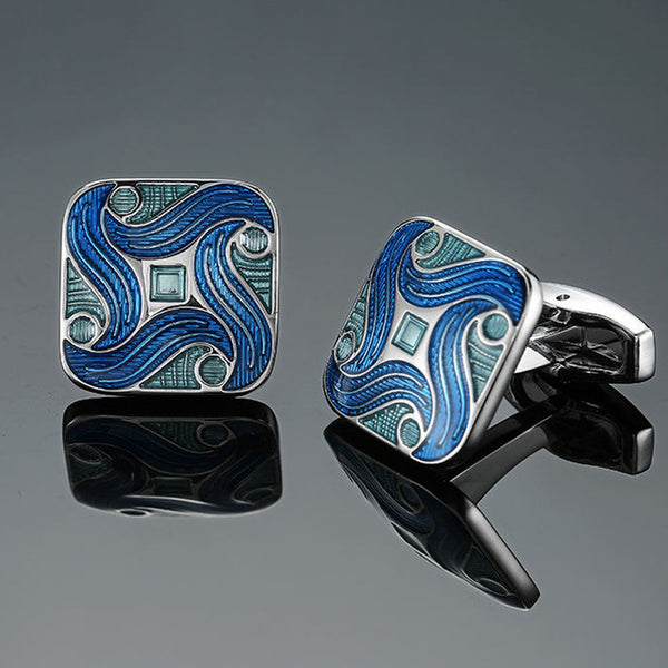 Blue Crystal Paisley Men Cufflink