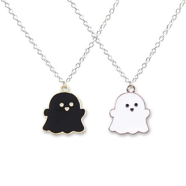 Cute Black And White Ghost Pendant Necklaces