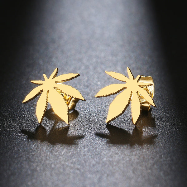 Stainless Steel Earrings Exquisite Maple Leaf Amulet