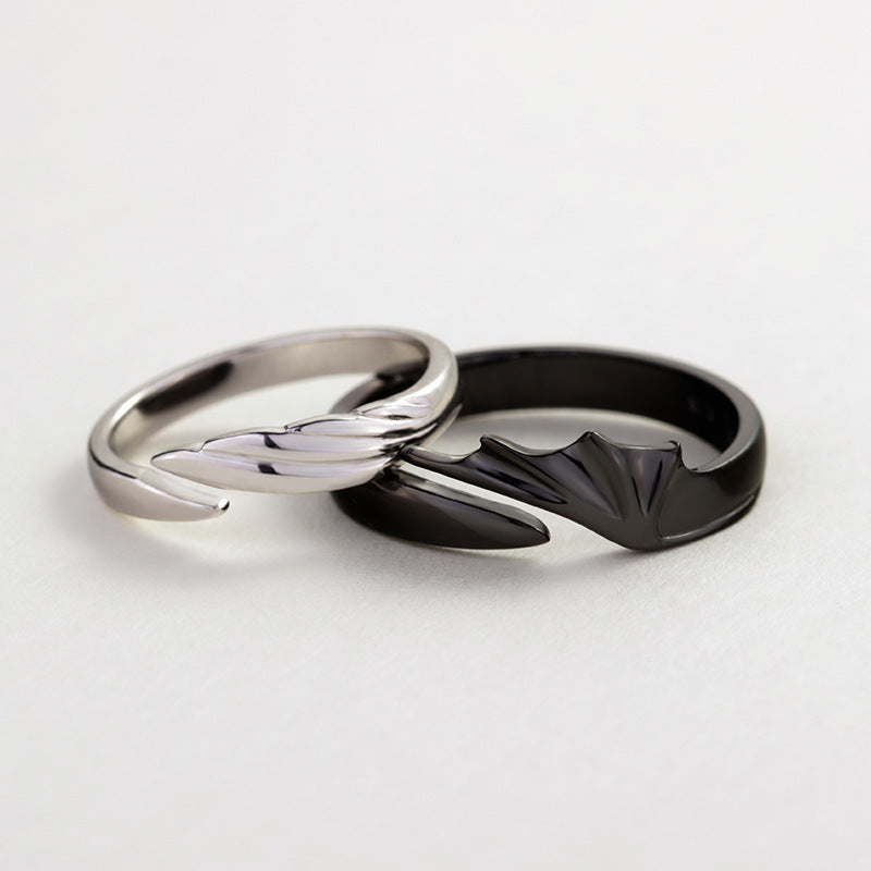 Hip Hop Angel and Devil Couple Rings