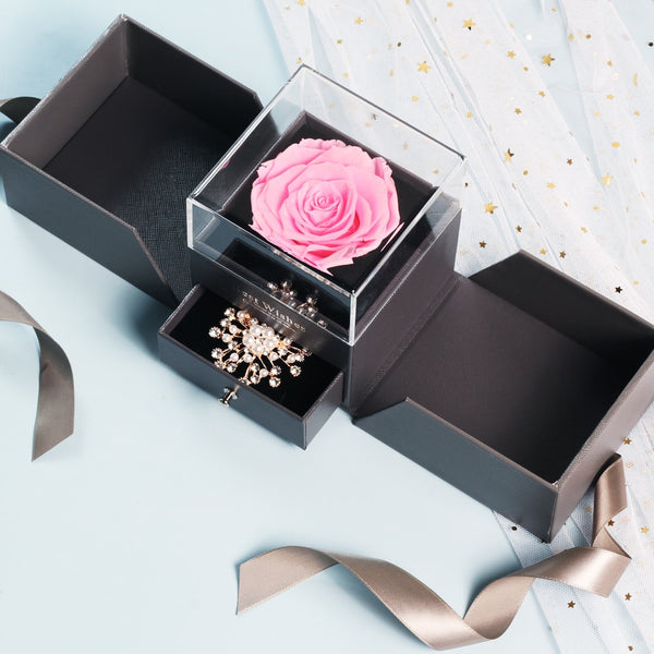 Everlasting Flower Jewelry Storage Box Women Earrings Gifts Box