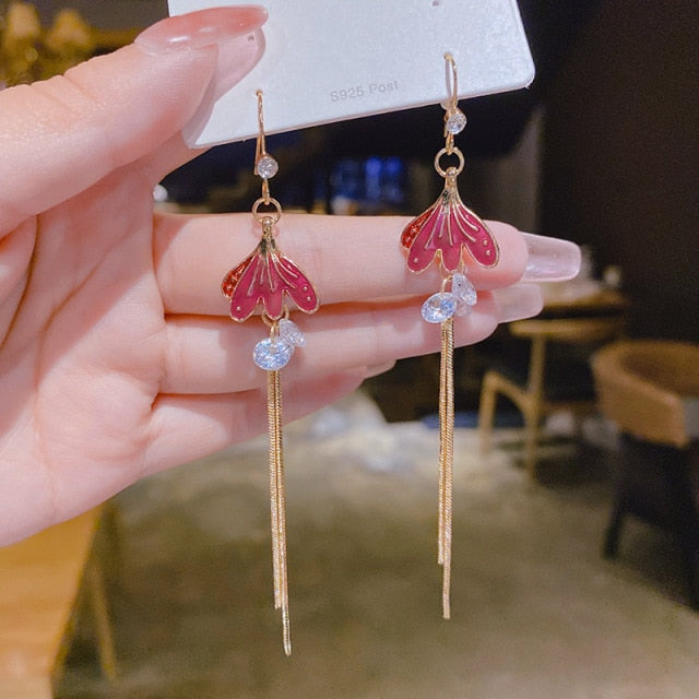 Fashion Rose Petal Drop Earrings for Women