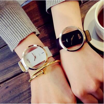 Luxury Leather Skeleton Strap Watch Women Dress Watch