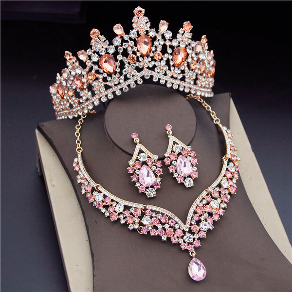 Gorgeous Crystal Tiaras   Wedding Dress Crown Necklaces Earring Set