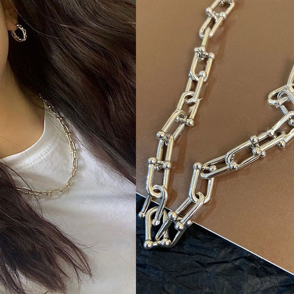 Solid U-shaped Chain Horseshoe Chain Couple Chain Necklace