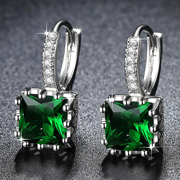 Women  Exquisite Square CZ Pendant Earrings