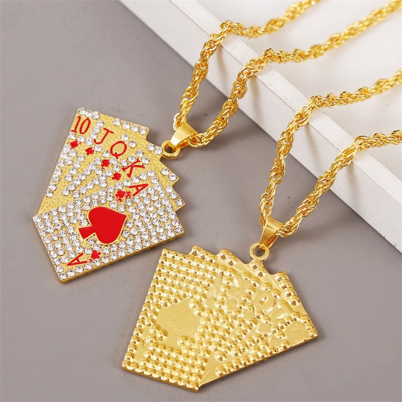 Hip Hop  Enamel Playing Cards Pendants