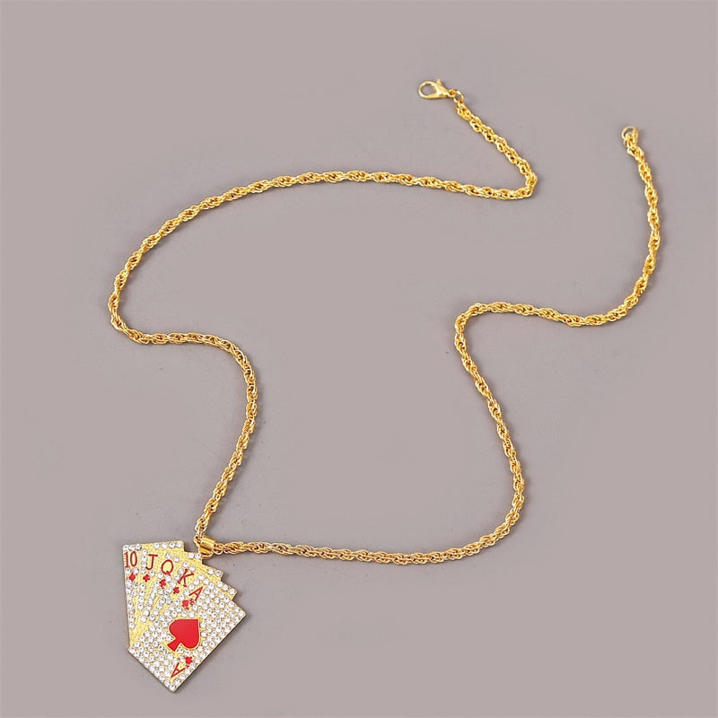 Hip Hop  Enamel Playing Cards Pendants