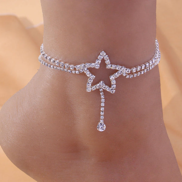 Multi-layer Star Anklet Chain Bracelet on the Leg  for Women