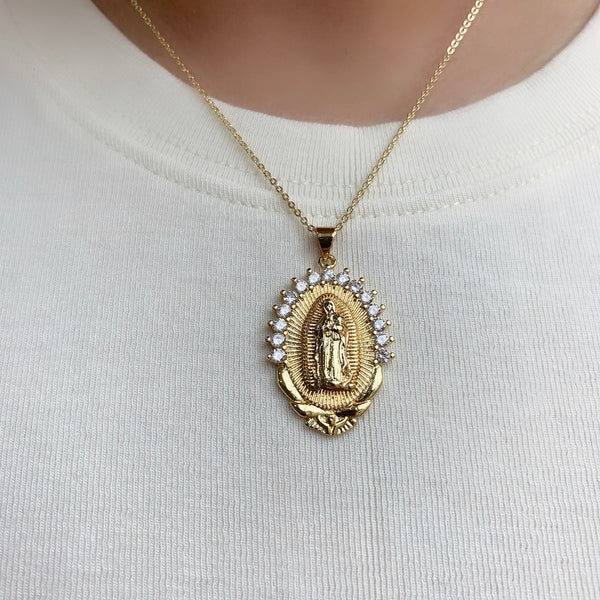 New Life Cubic Zircon Virgin Mary Necklace