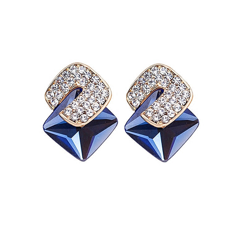 New Geometric Square Crystal Stud Earrings For Women