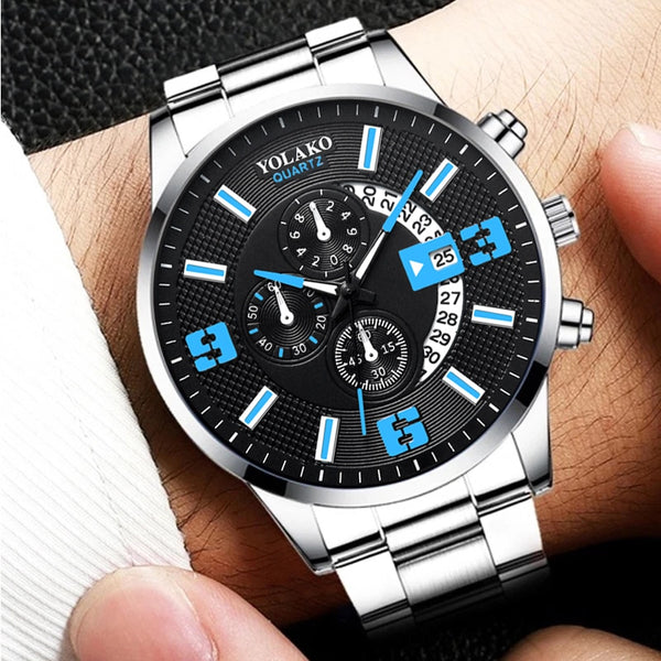 Men Sports Stainless Steel Quartz Watch Man Calendar Date Watches