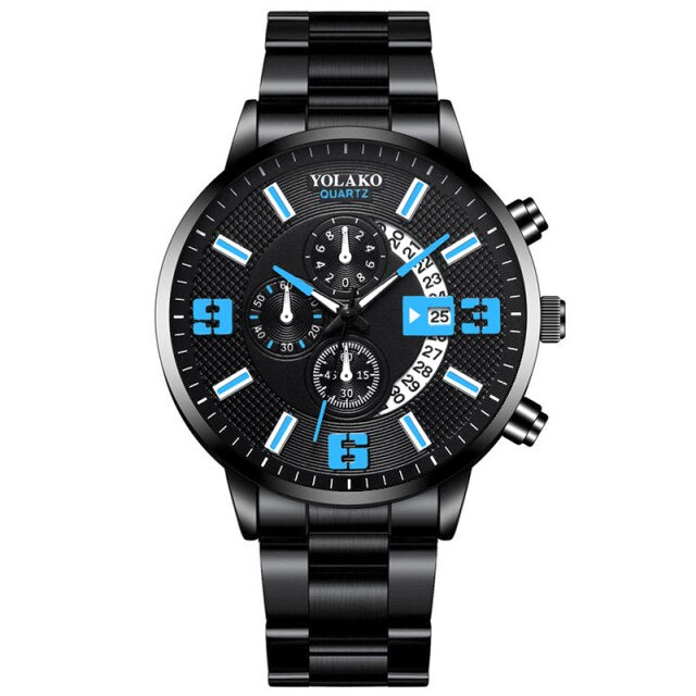 Men Sports Stainless Steel Quartz Watch Man Calendar Date Watches