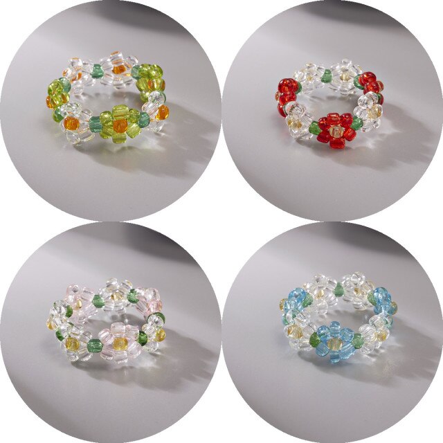 Colourful Resin Acrylic Rings Set